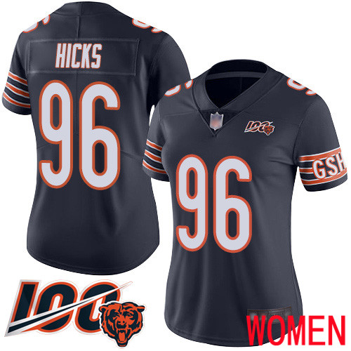 Chicago Bears Limited Navy Blue Women Akiem Hicks Home Jersey NFL Football #96 100th Season